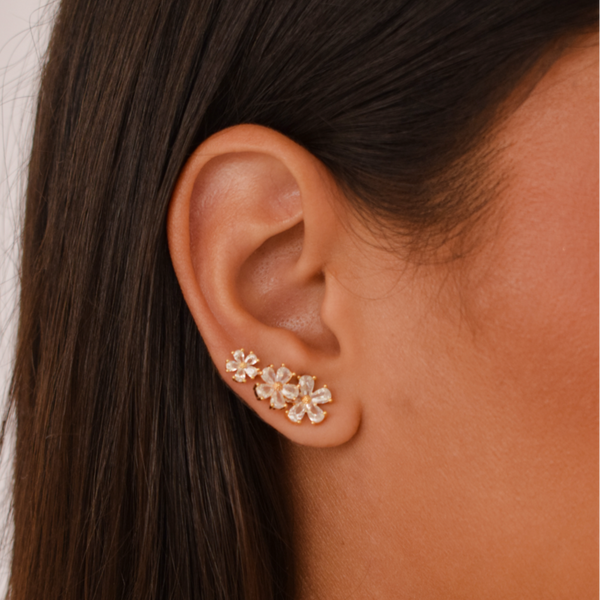 Zirconia flower earring