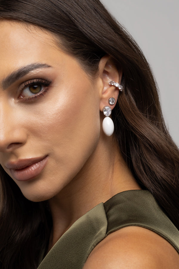 Rhodium Crystal Zirconia Piercing