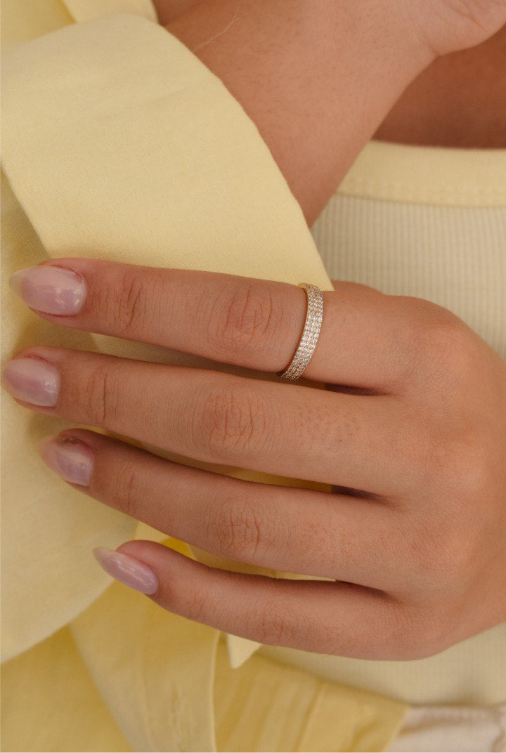 Three-row colored zirconia ring