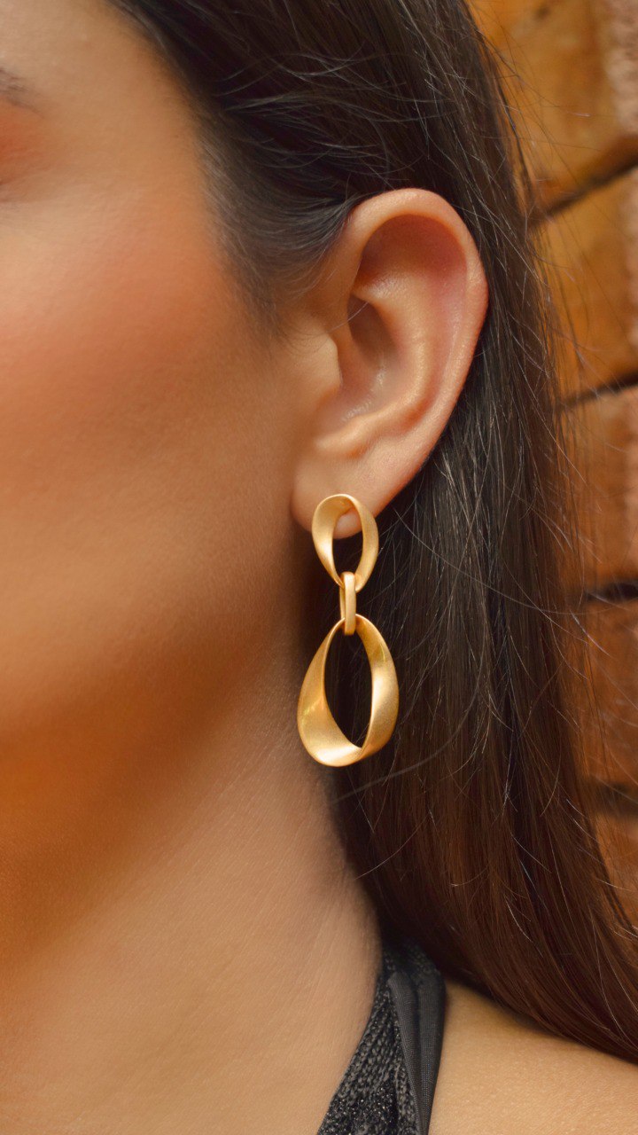 Large matte organic earring
