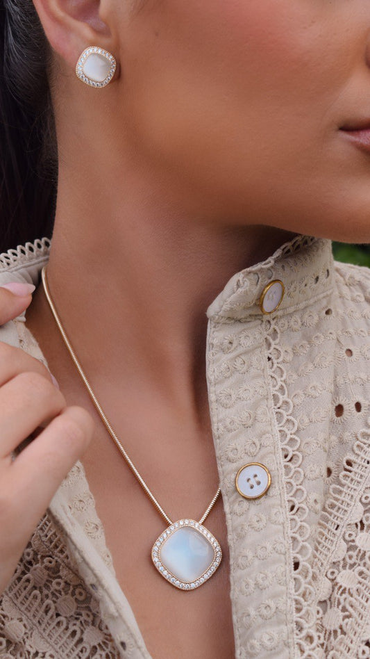 cat's eye and zirconia necklace