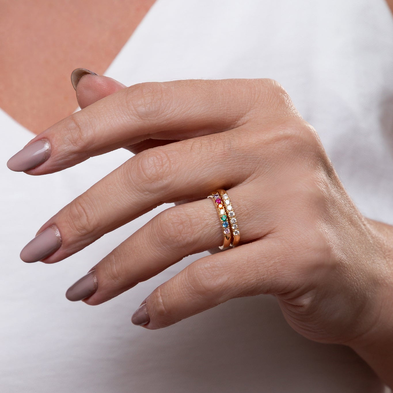 Half Eternity White Zirconia Ring
