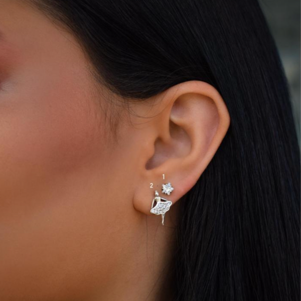 Silver ballerina earring