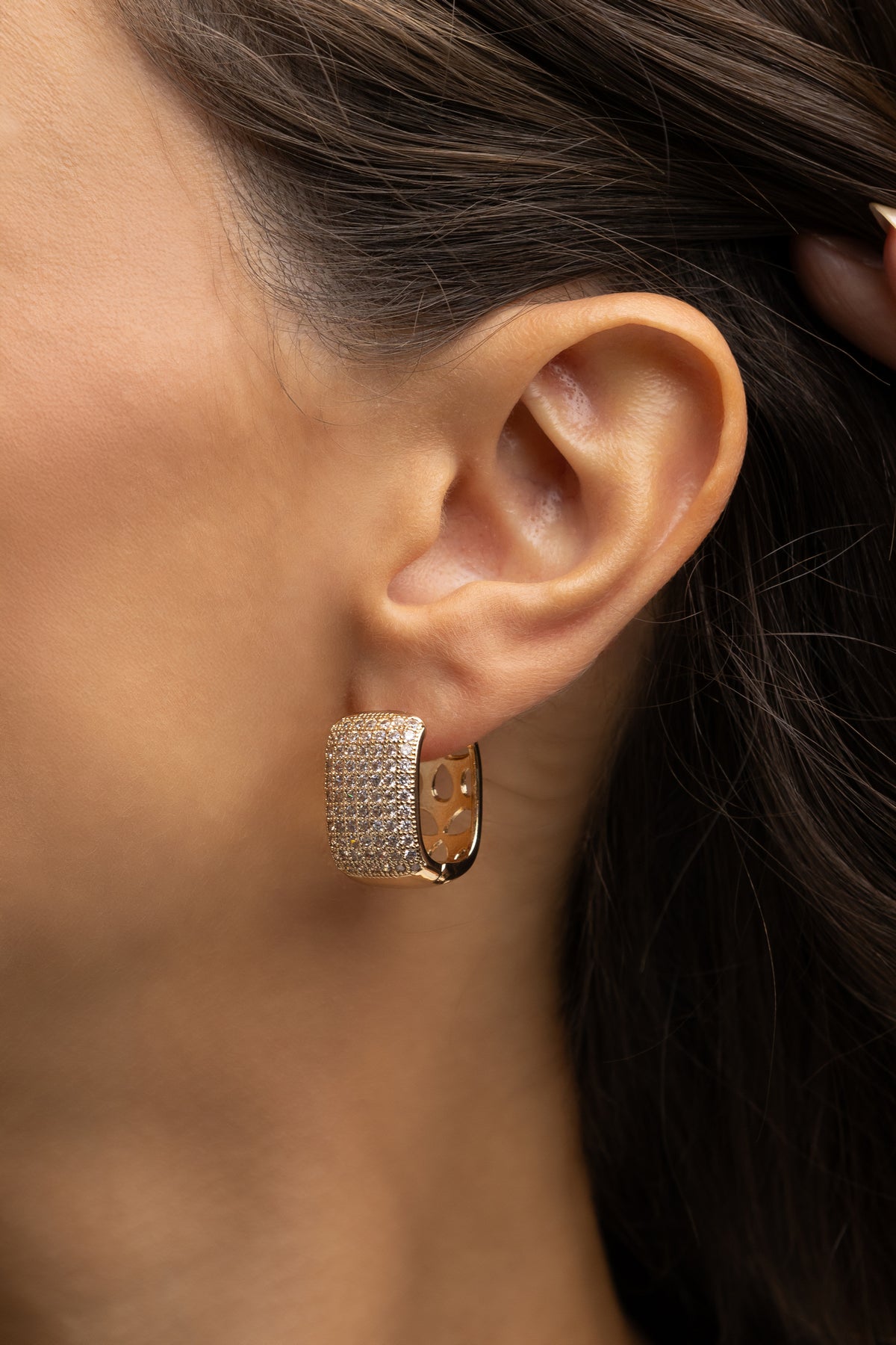 Square Zirconia Hoop Earrings