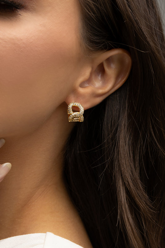 Hollow Zirconia Hoop Earrings