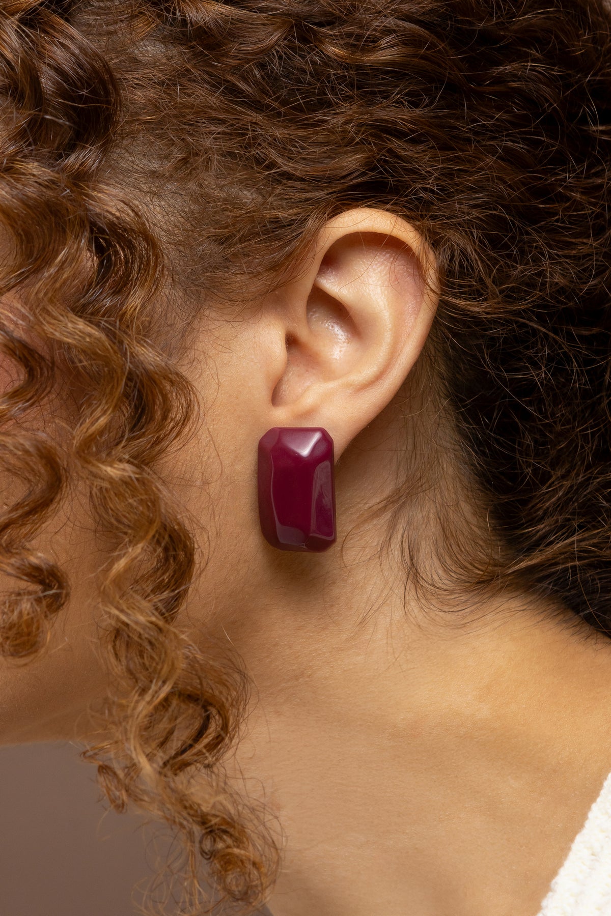 Geometric Burgundy Resin Rectangle Earrings – 18k Gold Plated