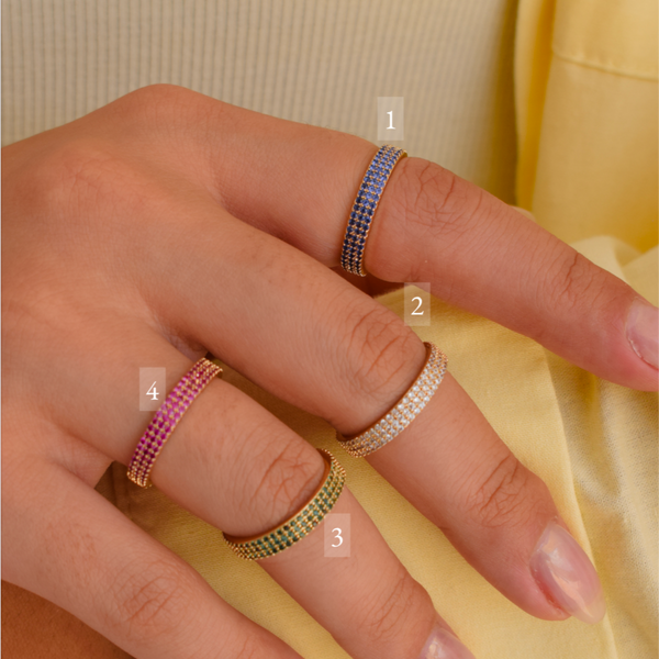 Three-row colored zirconia ring