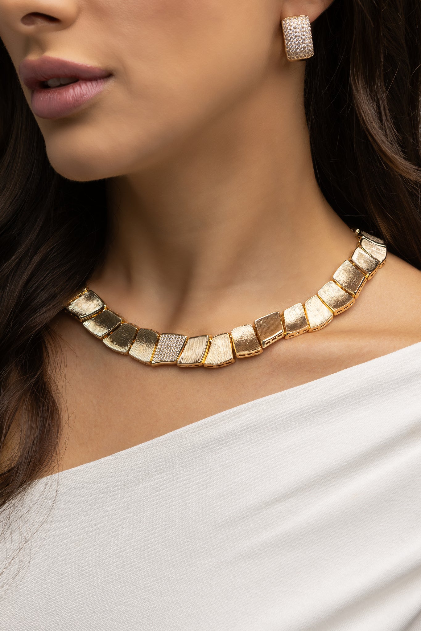 Matte Max Necklace with Zirconia – 45 cm