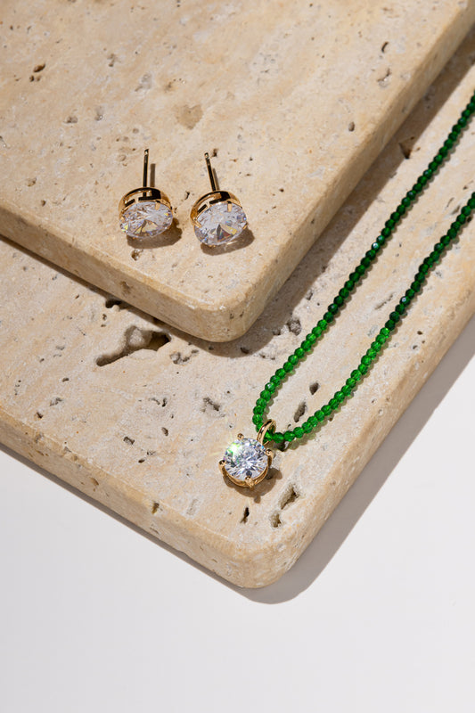 Green Crystal & Zirconia Jewelry Set