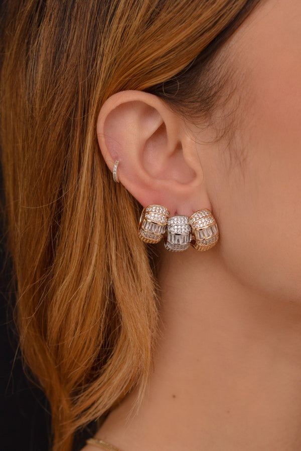 Pavé Hoop Earrings with Marquise Zirconia
