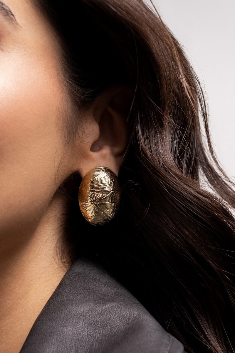Large Scratched Oval Earrings