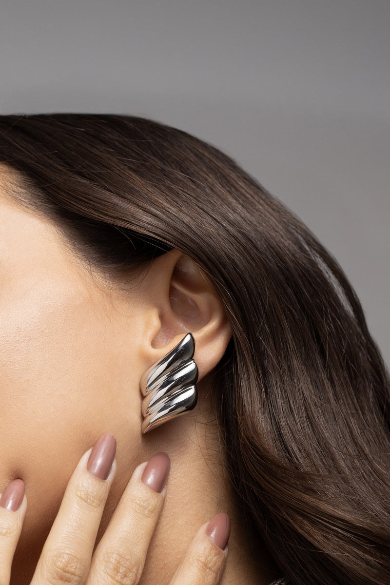 Spiral Rhodium Earrings