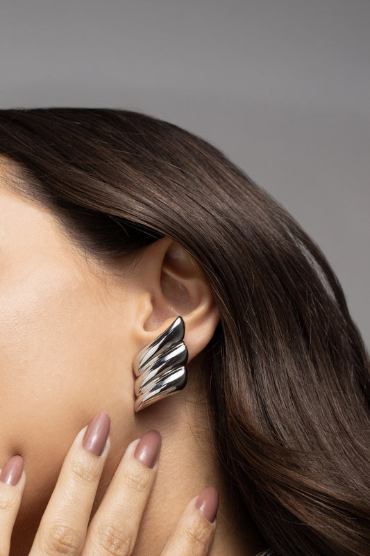 Spiral Rhodium Earrings