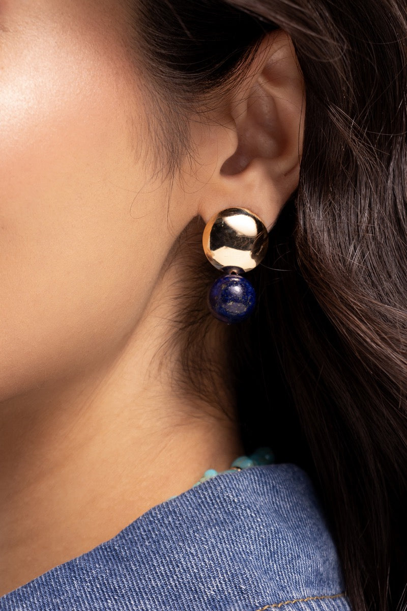 Lapis Lazuli Ball Earrings