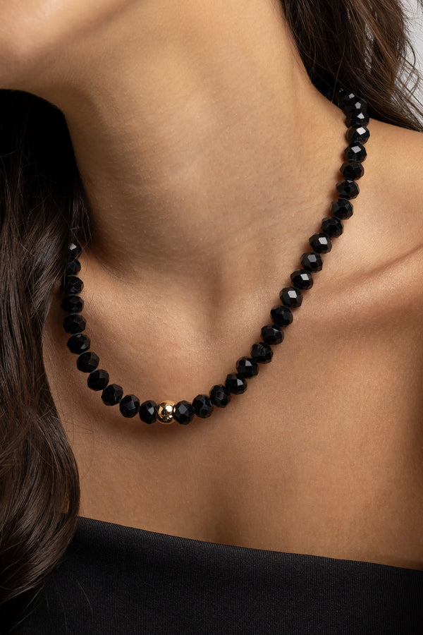 Black Crystal Necklace – 45 cm