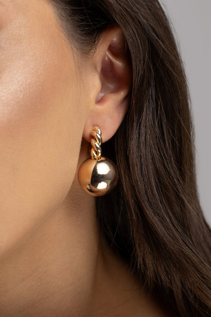Twisted Hoop Ball Earrings