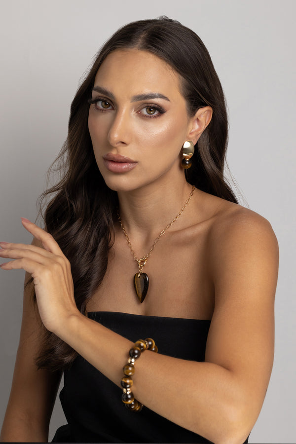 Black Tiger Eye Bead Earrings