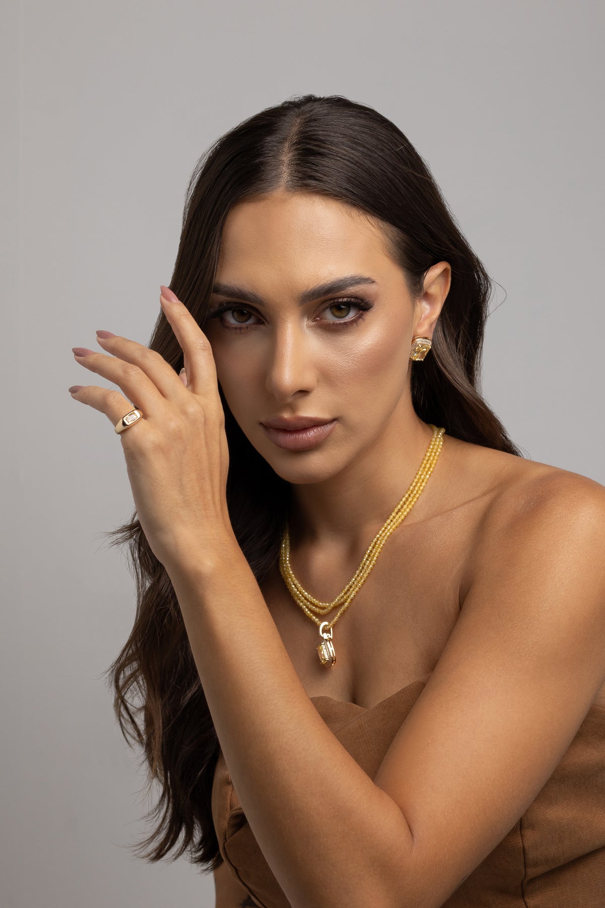 Yellow Faceted Zirconia Ball Necklace Line – 3mm | 38 + 7 cm (No Pendant)