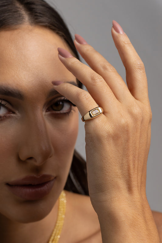 Yellow Zirconia Pinky Ring