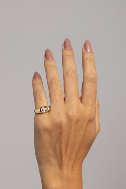 Yellow Zirconia Pinky Ring