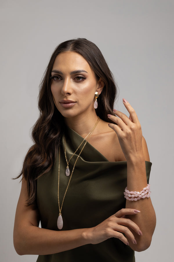 Pink Quartz Teardrop Set – 45 cm