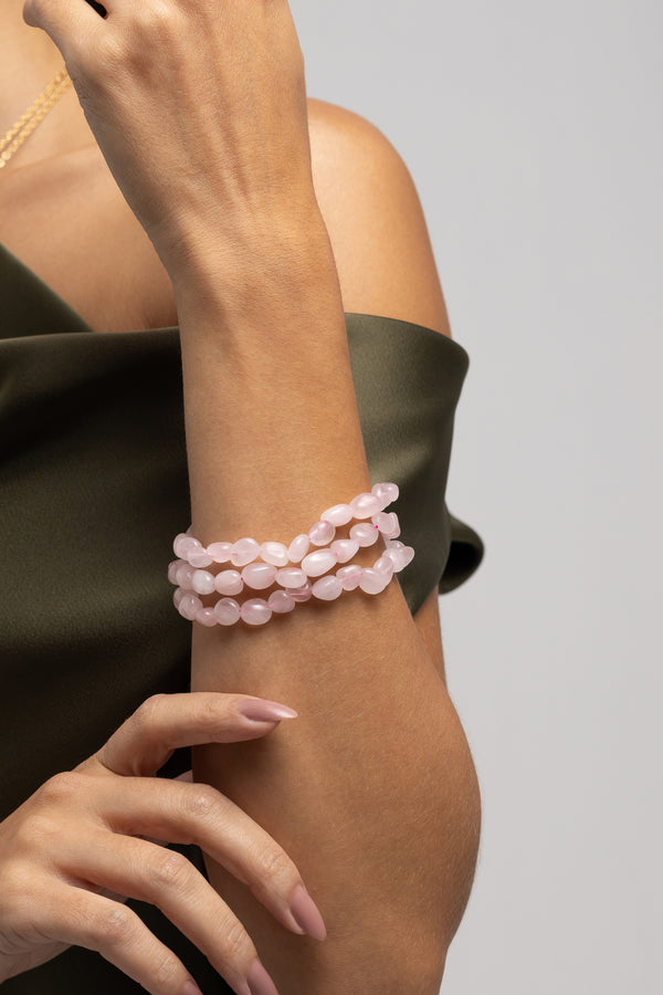 Three-Strand Rose Quartz Bracelet
