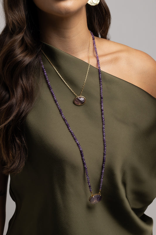 Long Amethyst Necklace – 80 cm