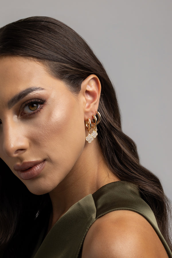 Clover Zirconia Hoop Earrings