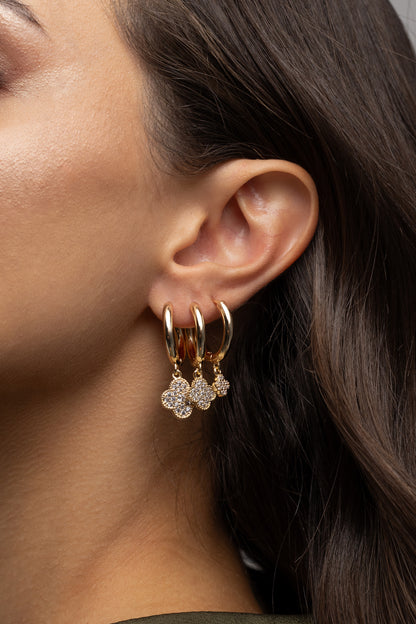 Clover Zirconia Hoop Earrings