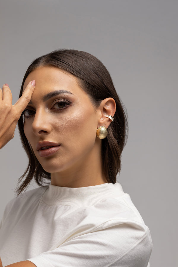 Oval Boot Earrings with Spheres