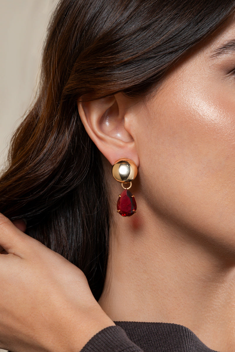 Ruby Crystal Teardrop Earrings