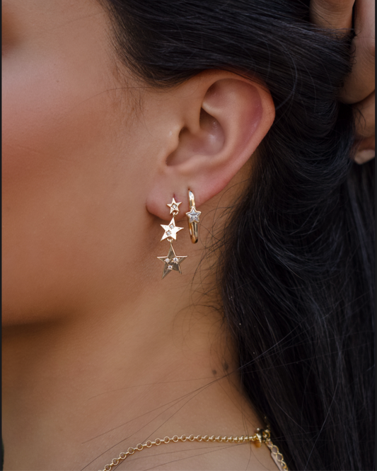 Hanging three-star earring