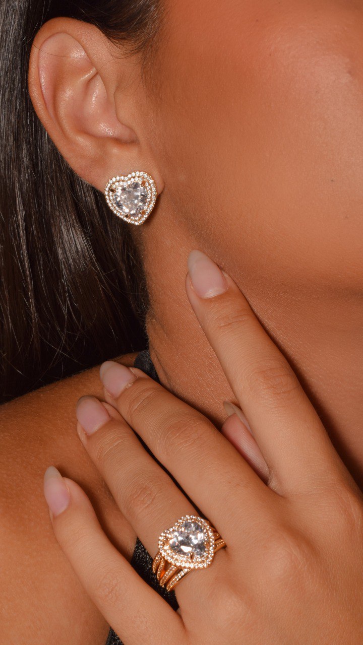heart zirconia earring
