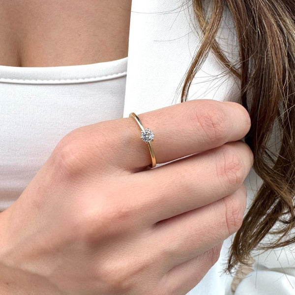 Plain Sun Ring with Zirconia