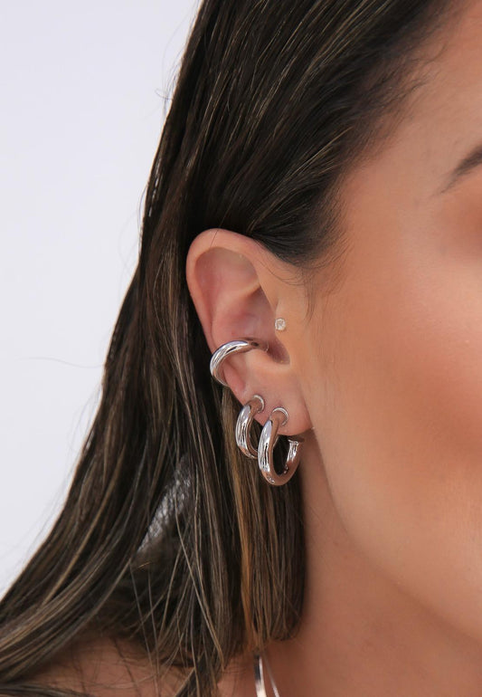 Tube Hoop Earrings (gold and white gold)