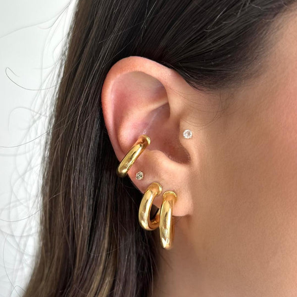 Tube Hoop Earrings (gold and white gold)