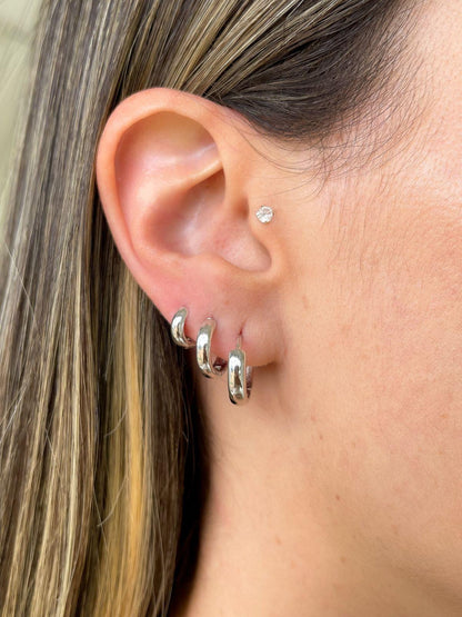 Thick Plain Hoop Earrings