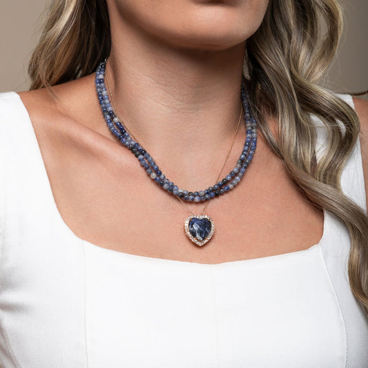 Heart Necklace with Sodalite Zirconia