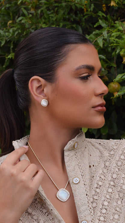 cat's eye and zirconia necklace