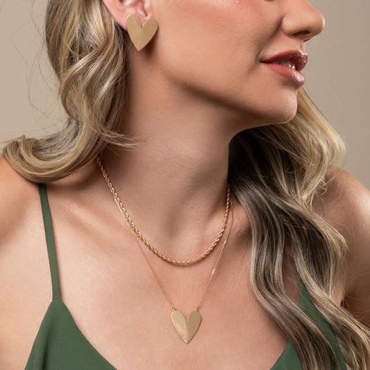 Matte Heart Necklace Set 45+5 cm