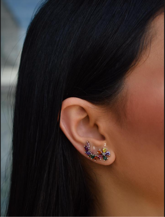 Silver colored flower earring