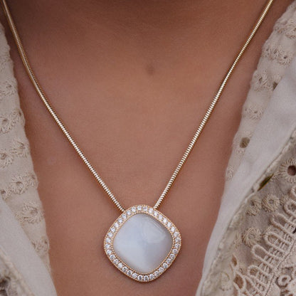 cat's eye and zirconia necklace