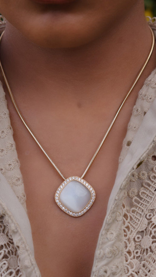 cat's eye and zirconia necklace