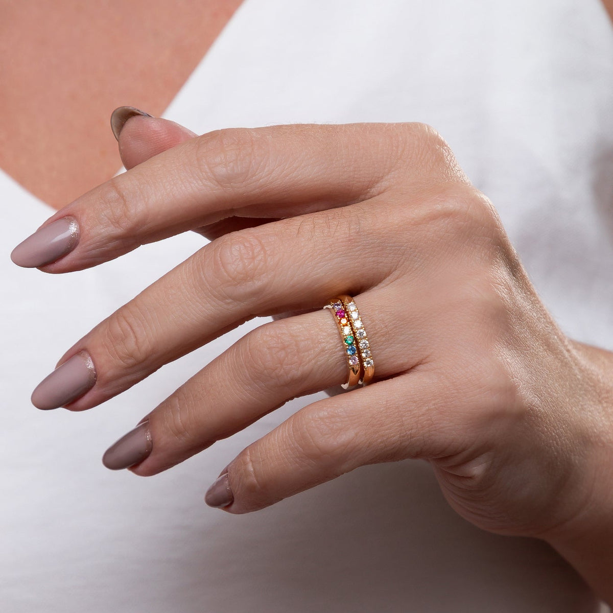 Half Eternity White Zirconia Ring
