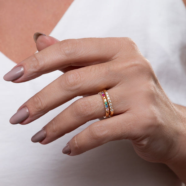 Half Eternity White Zirconia Ring