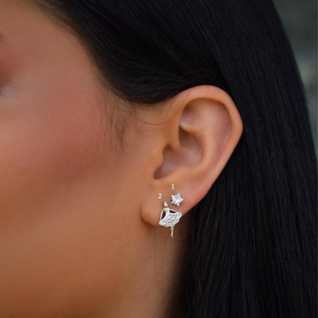 Silver ballerina earring