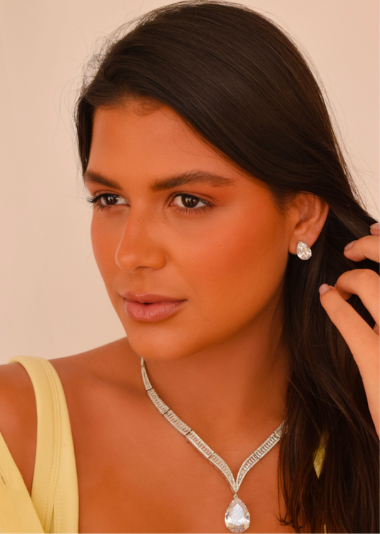 Luxury set with stones and white gold zirconia