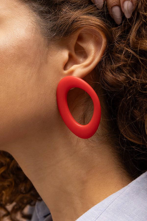 Red Organic Resin Earrings