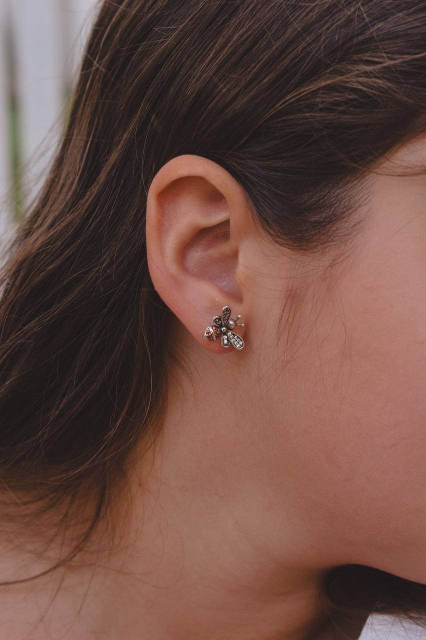 Kids Fixed Bee Stud Earrings – Crystal Pave
