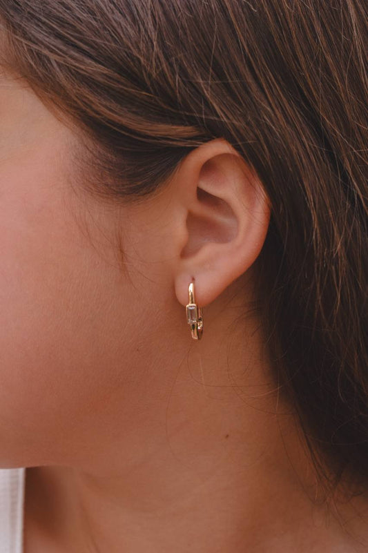 Kids Single-Stone Hoop Earrings